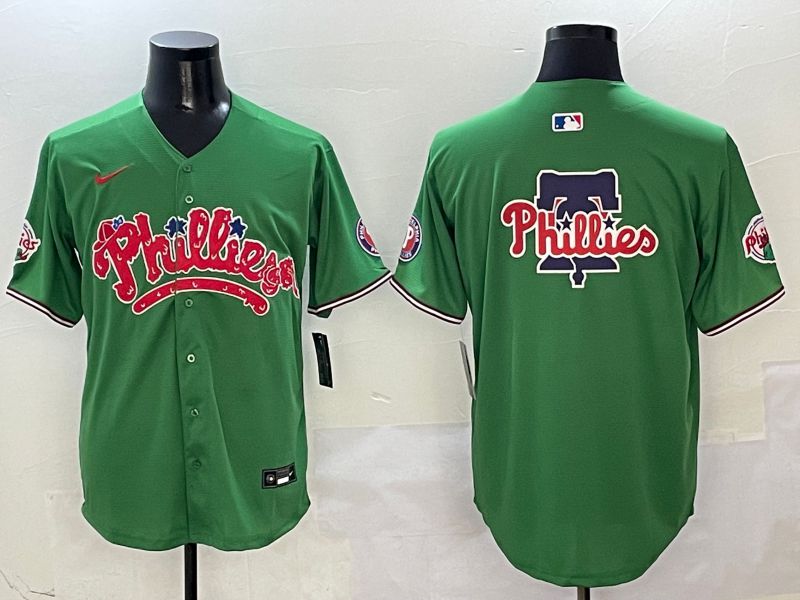 Men Philadelphia Phillies Blank Green Four generations joint name 2025 Nike MLB Jersey style 4->youth mlb jersey->Youth Jersey